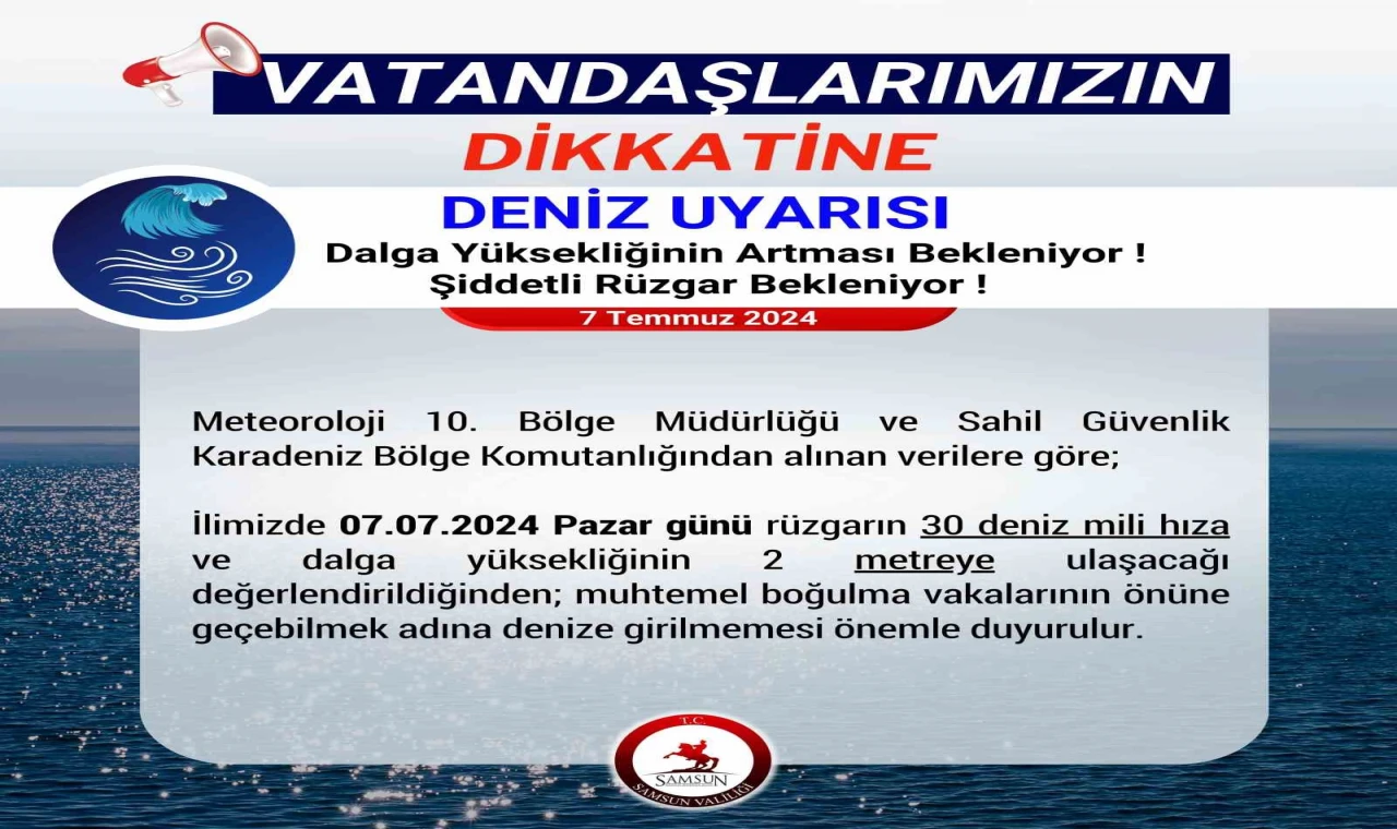 Dalga yüksekliğinin 2 metreyi bulduğu Samsun’da ’denize girmeyin’ uyarısı