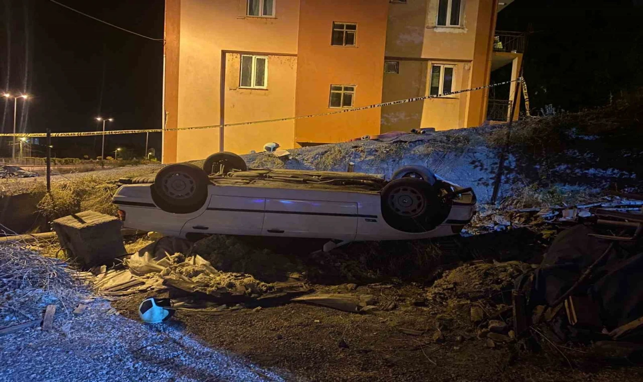 Şarampole yuvarlanan otomobilin sürücüsü alkollü çıktı