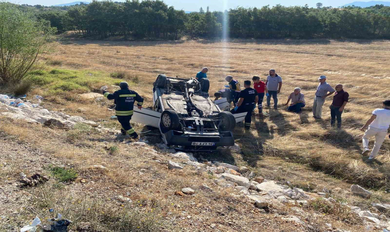 Konya’da otomobil şarampole devrildi: 2 yaralı