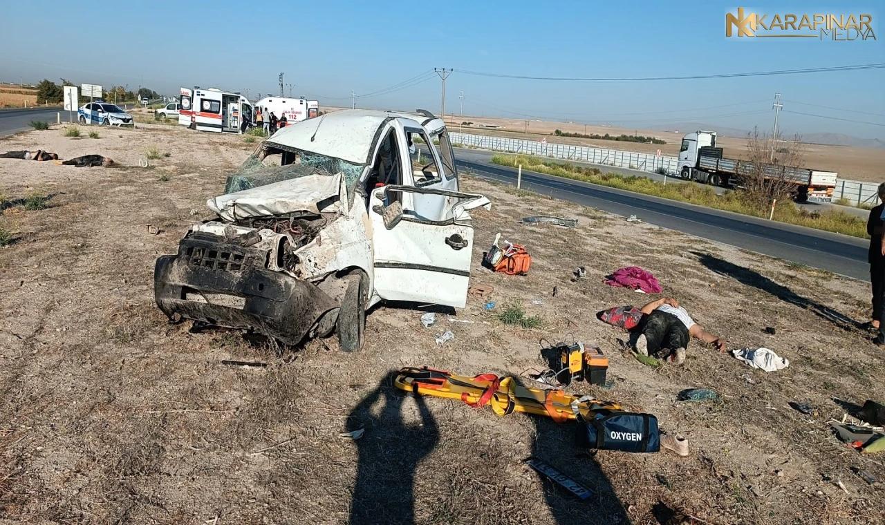 Karapınar'da feci kaza: 2 ölü, 3 yaralı