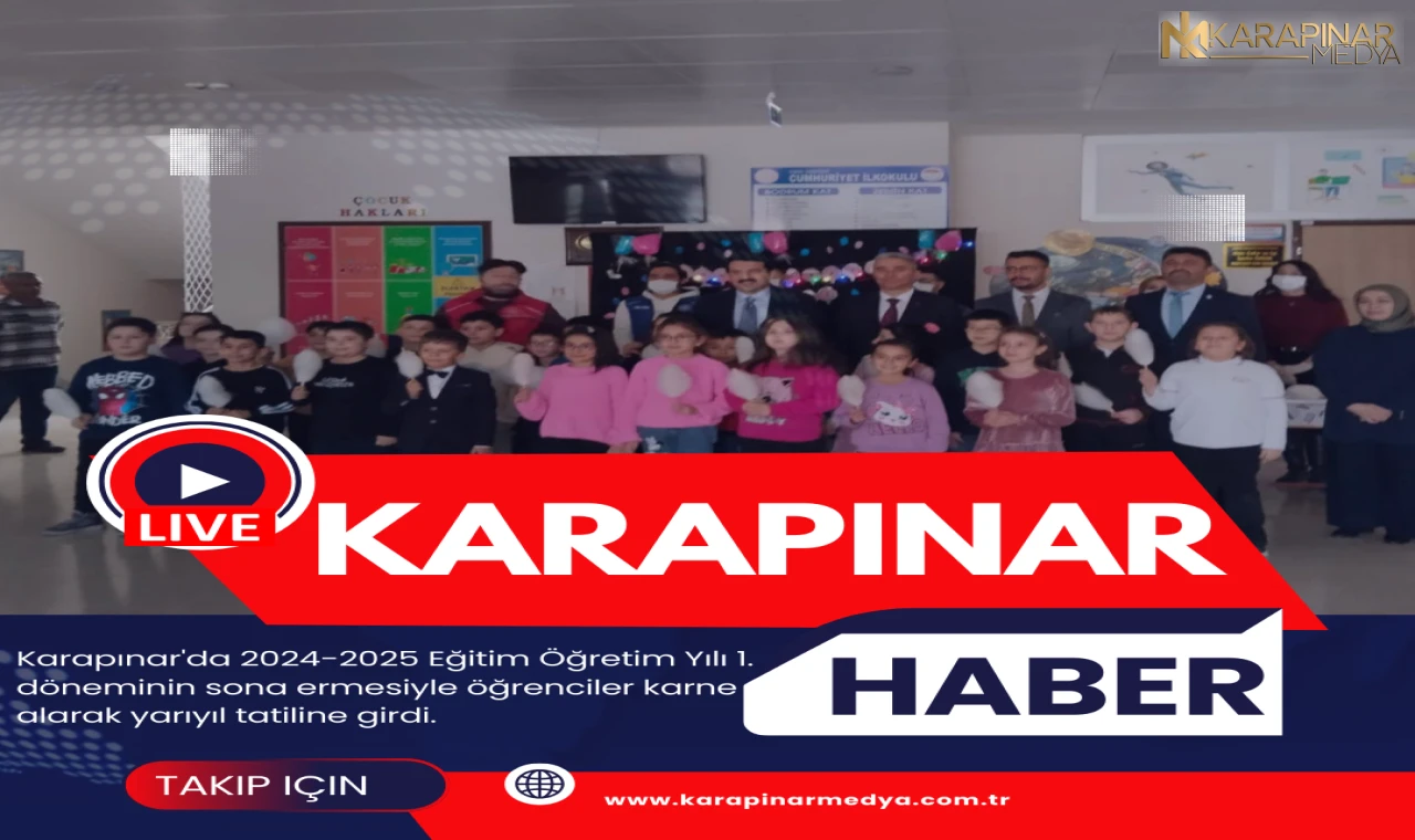 Karapınar'da öğrenciler karne sevinci yaşadı