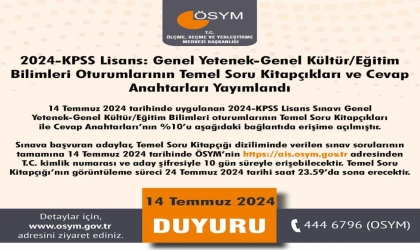 2024 KPSS soru ve cevap anahtarı yayımlandı