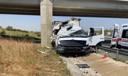 Köprü ayağına çarpan kamyonetin sürücüsü yaralandı