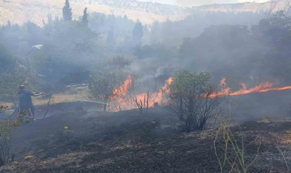 Malatya’da bahçelik alanda korkutan yangın