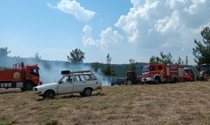 Ormanlık alanda çıkan yangın kısa sürede söndürüldü