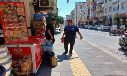 Turgutlu’da zabıta ekiplerinden kaldırım ve yol işgali denetimi