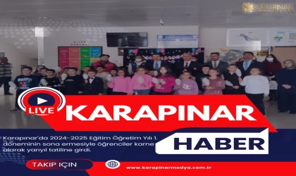 Karapınar'da öğrenciler karne sevinci yaşadı