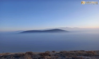 Sis altındaki Meke Gölü’nden eşsiz gündoğumu manzarası